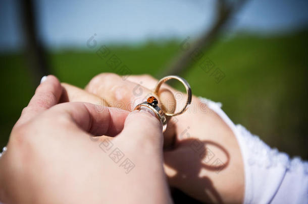 与新人的结婚戒指