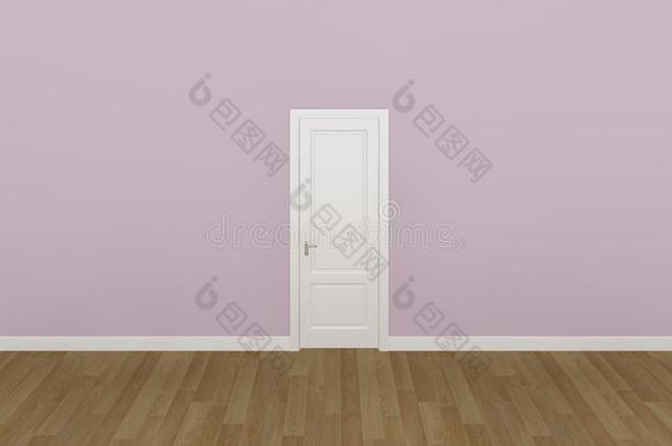 <strong>粉色墙</strong>壁上的门，3d