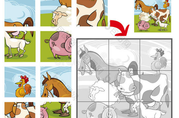 卡通农场动物拼图
