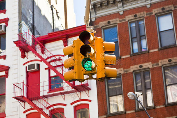 纽约市的绿色交通灯