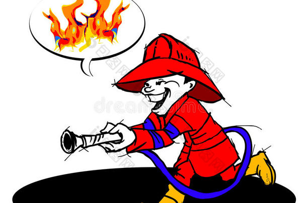 消防员与消防卡通