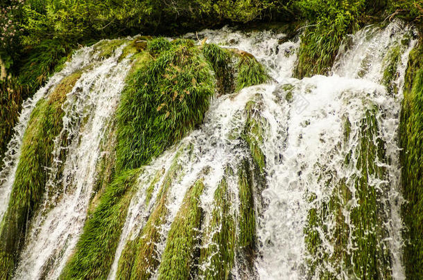 克罗地亚普利特维兹国家公园的大瀑布景观