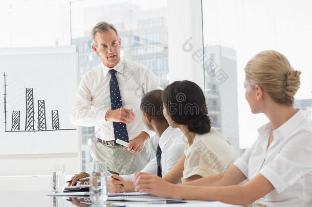 业务经理在会议期间与员工交谈