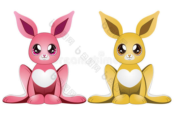粉色和黄色的兔子