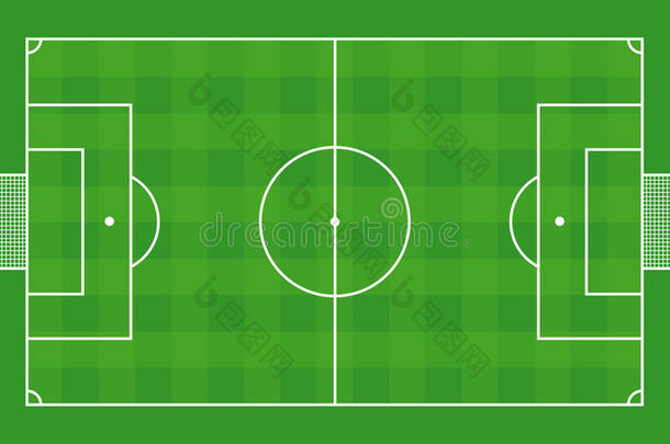 足球场或足球场俯视图-矢量