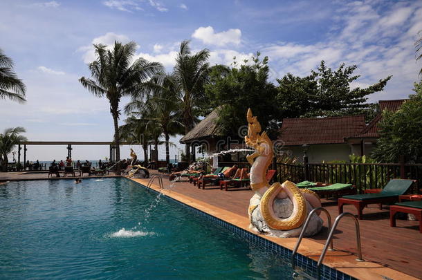 游泳池，酒店区的植物，帕尔马，phra <strong>ae</strong>海滩，ko lanta，泰国