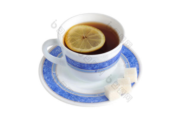 一杯茶，加一片柠檬和精制糖