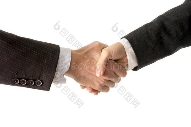 商务男士与商务女士握手特写