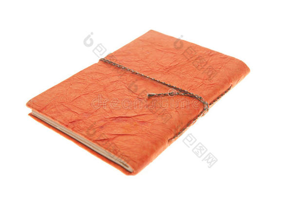 橙色装订的日记，孤立的日记