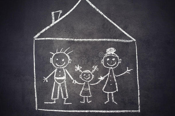 家家户户用粉笔画在黑板上