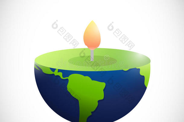 蜡烛地球仪。插画设计
