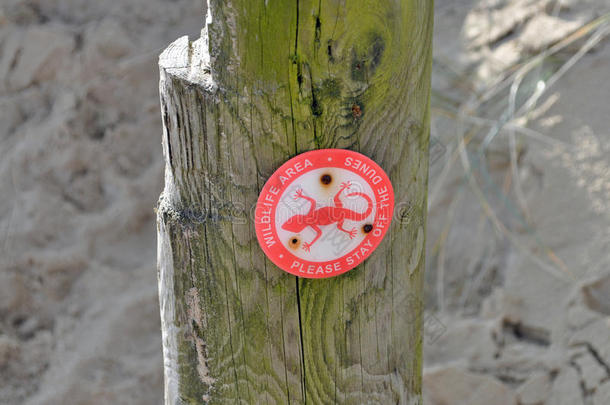禁止在海滩上招牌的野生动物