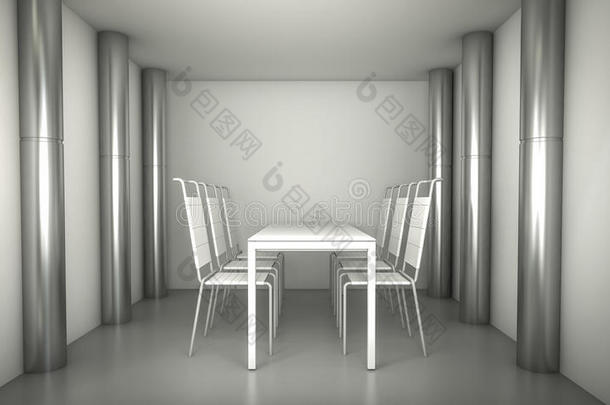 奢侈。干净的餐厅、椅子和干净的水疗中心上方的白色桌子