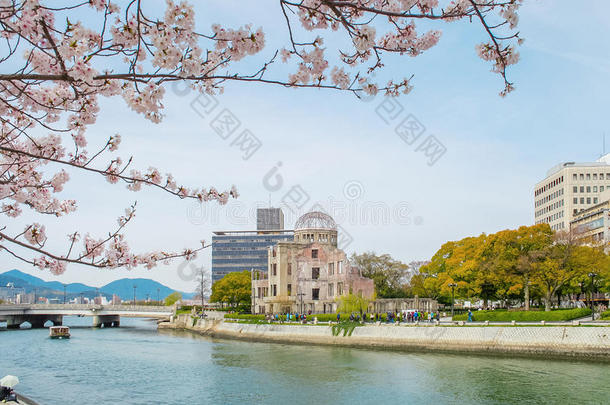 日本广岛，阳光明媚的广岛原子穹顶