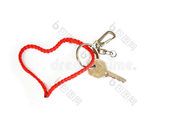 红带心形钥匙
