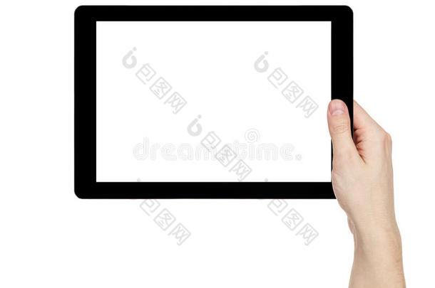 带白色屏幕的成人手持通用平板电脑