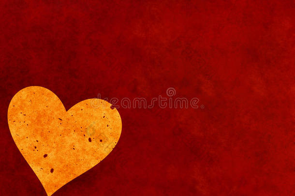 大心脏，红色纹理背景。情人节象征