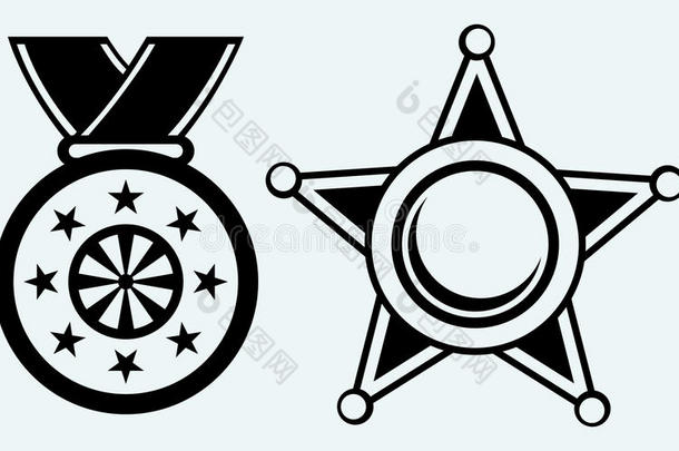 警长徽章和丝带勋章