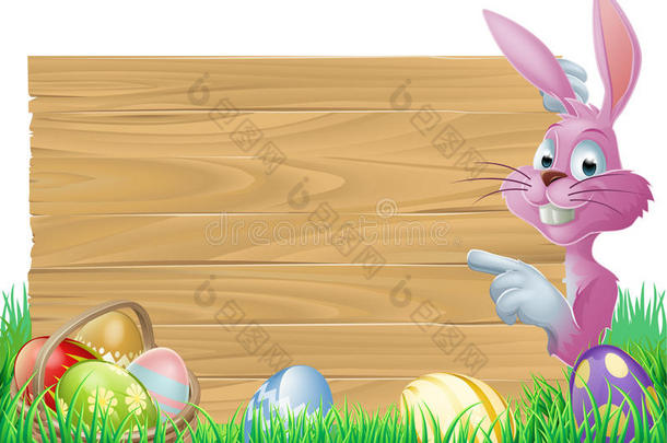 粉色复活节彩蛋标志复活节兔子