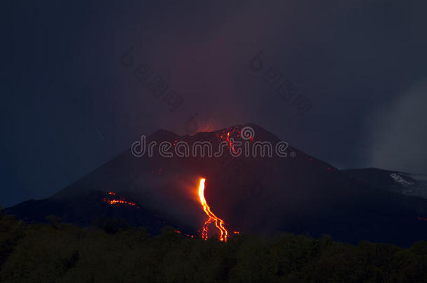 埃特纳<strong>火山</strong>，东南<strong>火山</strong>口熔岩流