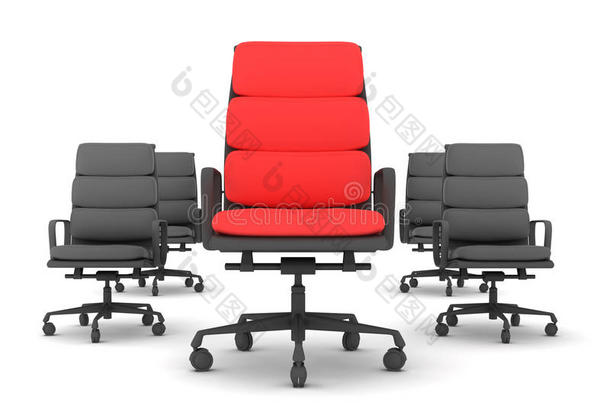 一把红椅子和四把黑椅子