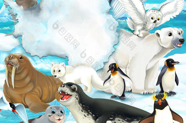 北极风光-卡通动物风格