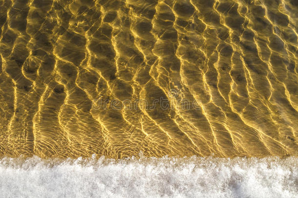 海<strong>底纹</strong>理，黄沙波在浅水中。