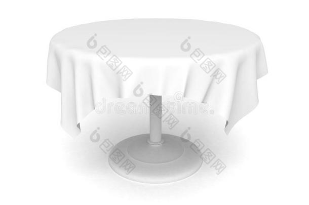 白色背景上的空<strong>圆桌</strong>和桌布