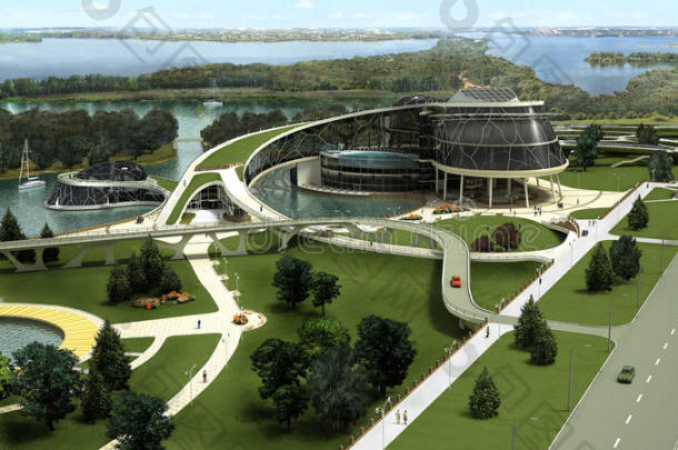 采用仿生形式和节能技术的生态建筑三维可视图片-包图网企业站