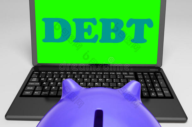 债务笔记本电脑显示到期或欠下的钱