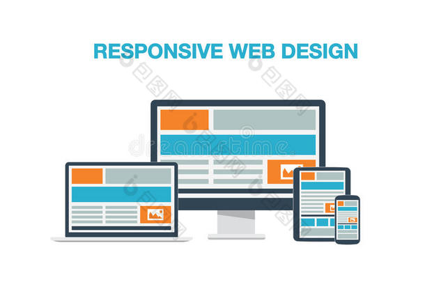 完全响应的网页<strong>设计平面</strong>电脑图标ve