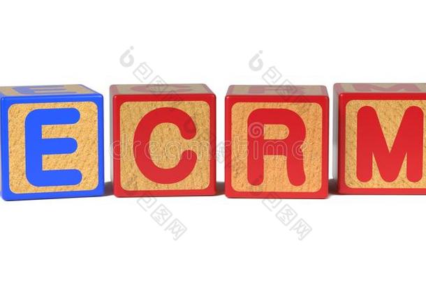ecrm-彩色儿童字母方块。