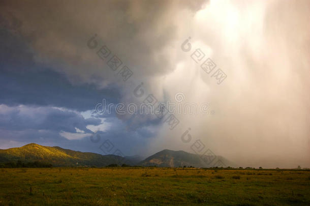 <strong>大雨</strong>在草地上倾盆<strong>大雨</strong>