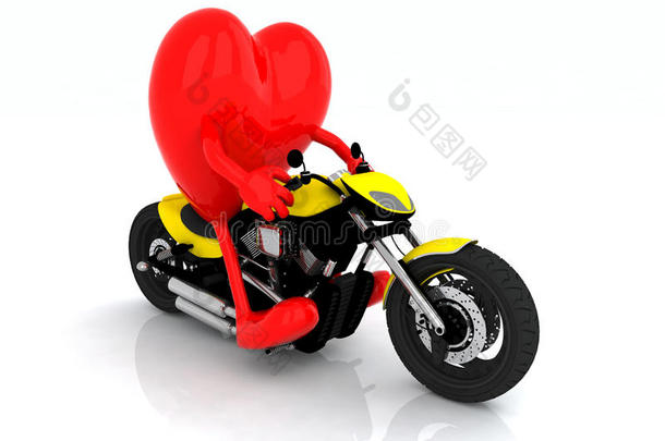 心脏和胳膊和腿在摩托车上