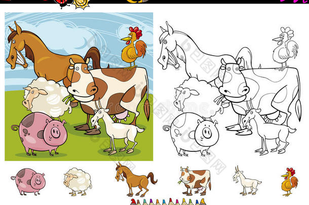 农场动物卡通着色页面设置