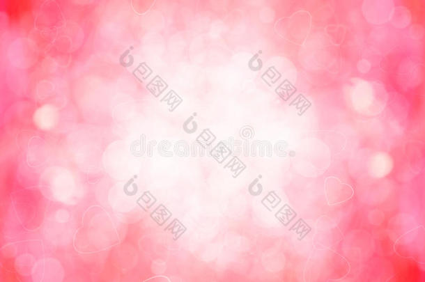 红粉色圆领和心形抽象背景。