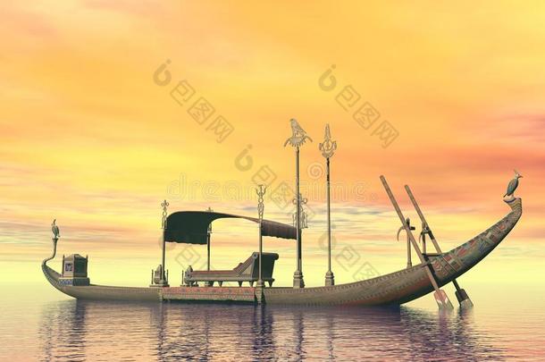 带宝座的埃及神圣驳船-3d渲染