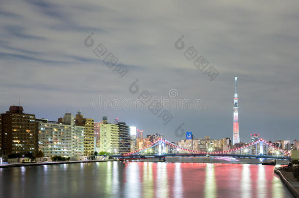 夜晚的东京天树塔