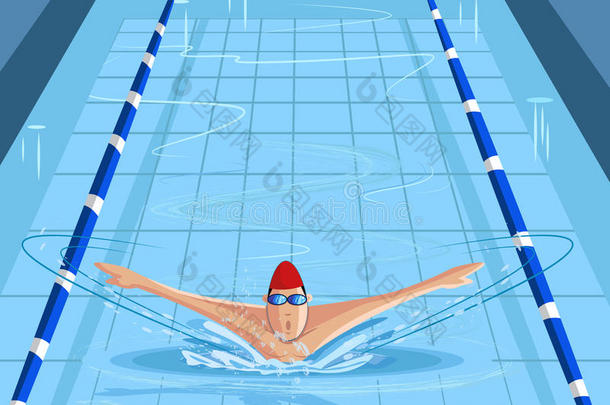 游泳运动员在游泳池里游泳