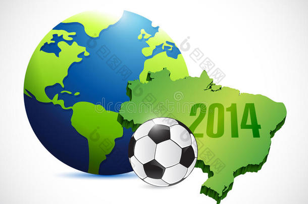 巴西足球地图2014插画设计