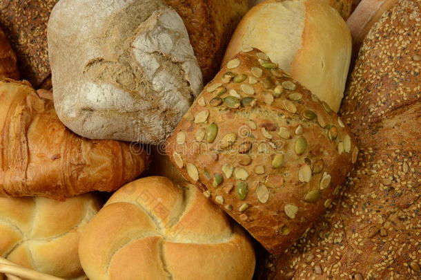 面包店产品：面包和面包。