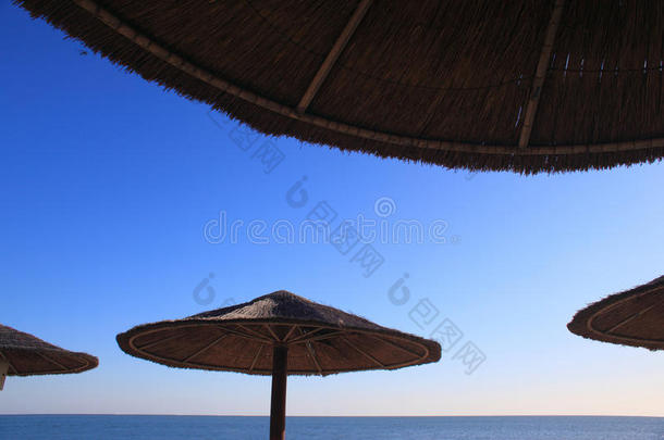 海岸，沙滩伞