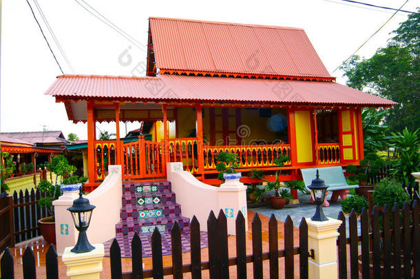 马六甲，马来西亚-8月4日：传统的马来人房子在磅礴m