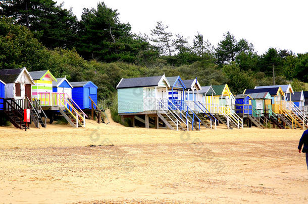 海滩小屋，海边的<strong>水井</strong>，诺福克。
