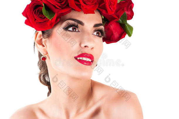 红玫瑰美女时装模特
