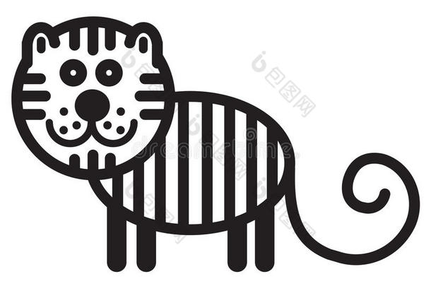 可爱的动物老虎插图