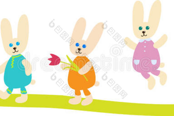 五只复活节兔子