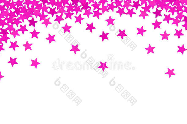 白色彩色纸屑形状的粉红色星星