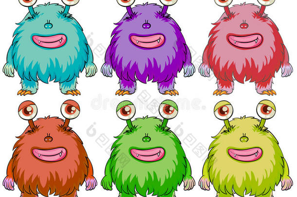 六个色彩斑斓的怪物