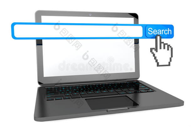 带互联网搜索引擎浏览器窗口的笔记本电脑